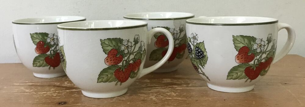 Set 4 Vtg Tiffany Co Johnson Bros Staffordshire Gardens Fruit Tea Coffee Cups